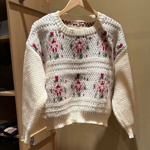 Floral Knit Cream Sweater